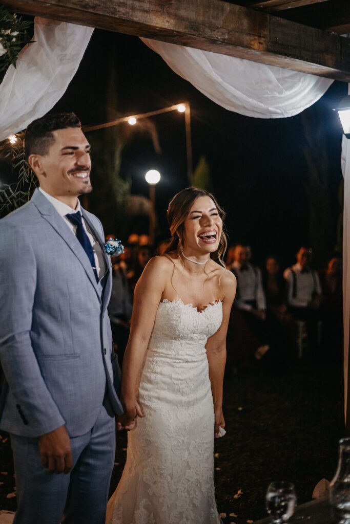 happy couple celebrating their destination wedding in Mexico 
